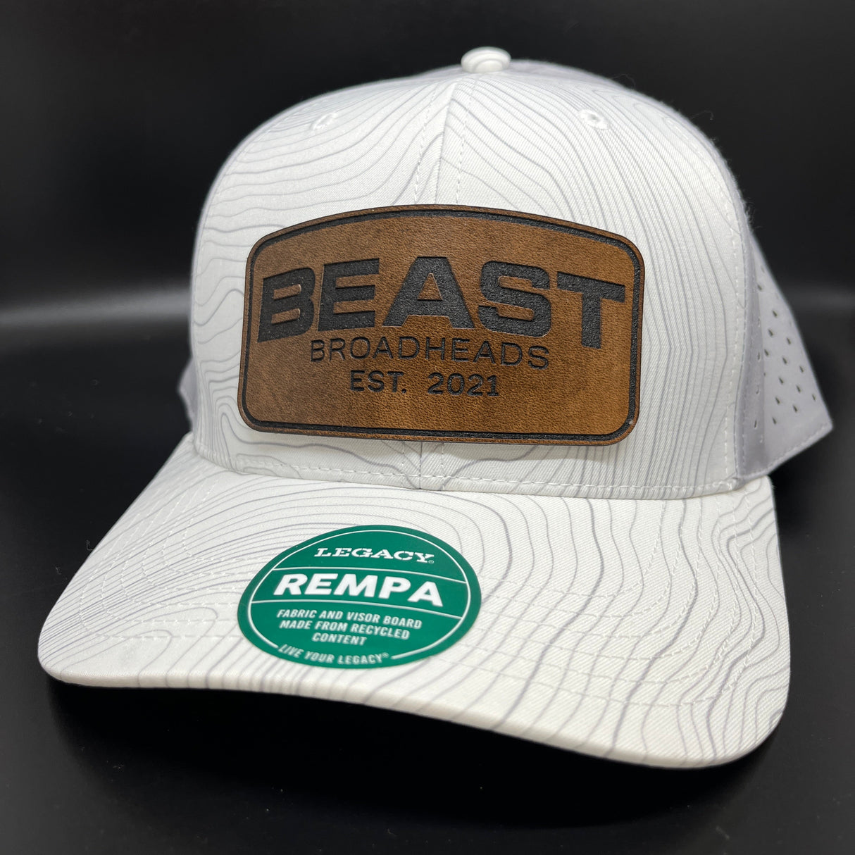 Beast White Leather Patch Hat